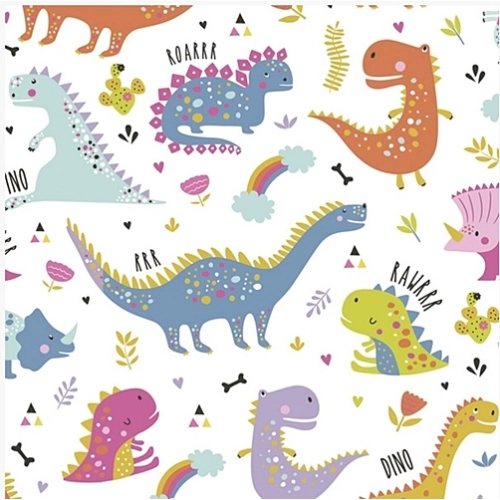 Serwetki papierowe tort urodziny dekoracja dino dinozaur mix 20x